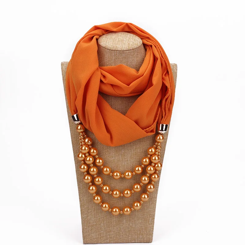 RUNMEIFA мульти-стиль декоративное ювелирное ожерелье из полимерных бусин кулон шарф женский платок женский головной платок хиджаб - Цвет: 63