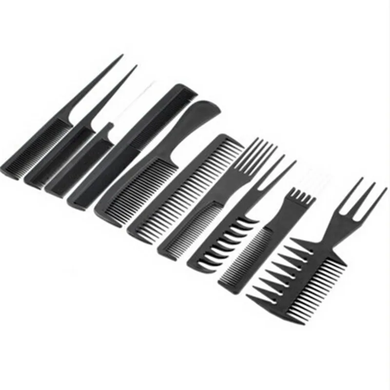 10pcs Professional Hair Combs Kits Salon Barber Comb Brushes Anti