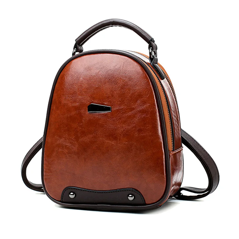 

Vintage Style Women Mini Backpack Female PU Leather Backpack Top-Handle Rucksack Double Pockets Women Shopping Pack Bag Mochila