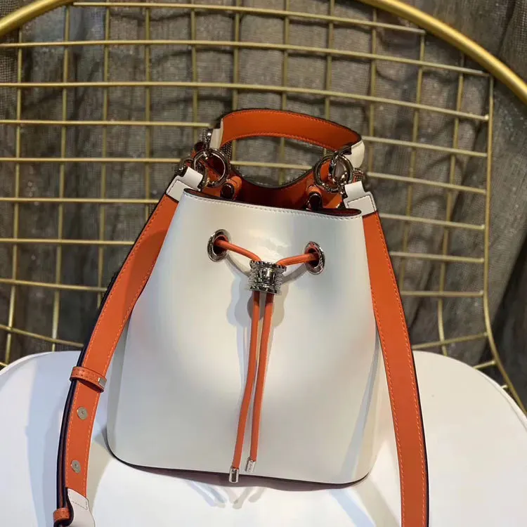 

Bucket Bag For Women Real Leather Drawstring Composite Panelled Lady Handbag String Designer 2019 Summer Shoulder Crossbody Sac