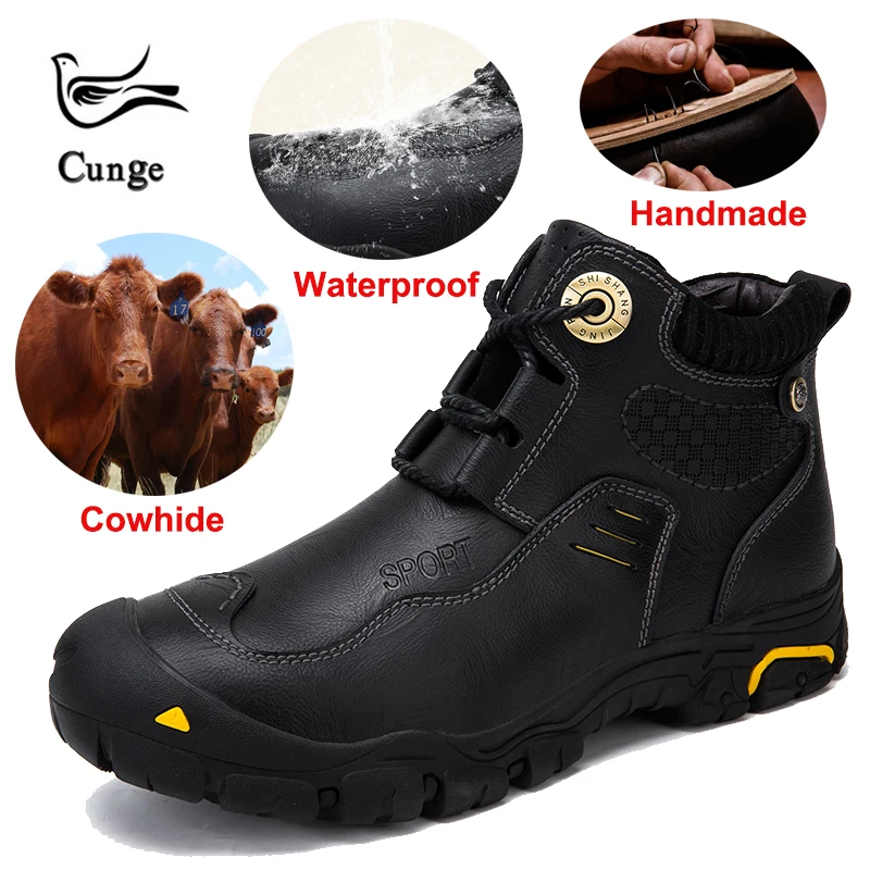 

cunge men handmade genuine leather Casual Shoes Loafers Shoes business work shoes men flats cowhide hiking Shoes sport sneakers