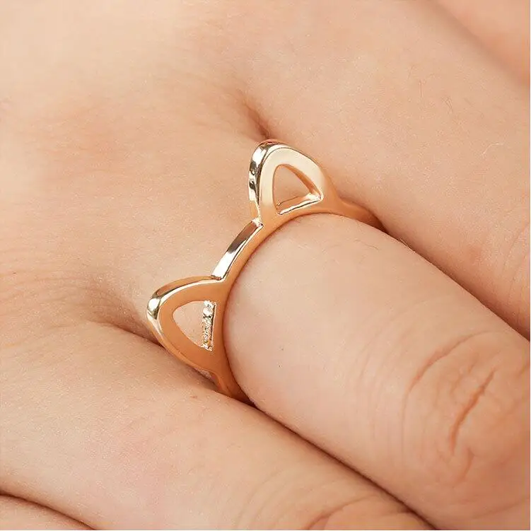 

Couple Jewelry Silver gold Ring Cute Cat Ear Rings for Women Wholesale Female Finger Ring size 6/7/8/9/10