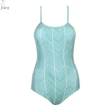 Women Green Chevron Pattern Strappy Back One-piece Swimsuit Cut Out Bathing Suit 2016 Summer New Plain Sexy Women Swimwear