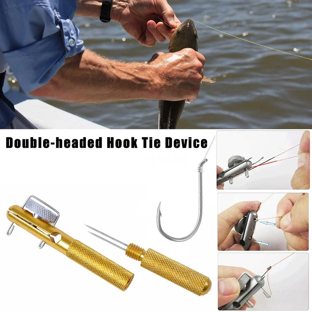 Portable Outdoor Fishing Strand Knotter Double headed Needle Fishing