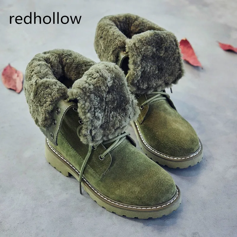 

Women Ankle Boots Genuine Leather Martin Boots Fashion Shoes Woman Snow Boots Autumn Winter Plush Fur Warm Mujer Bota Feminina