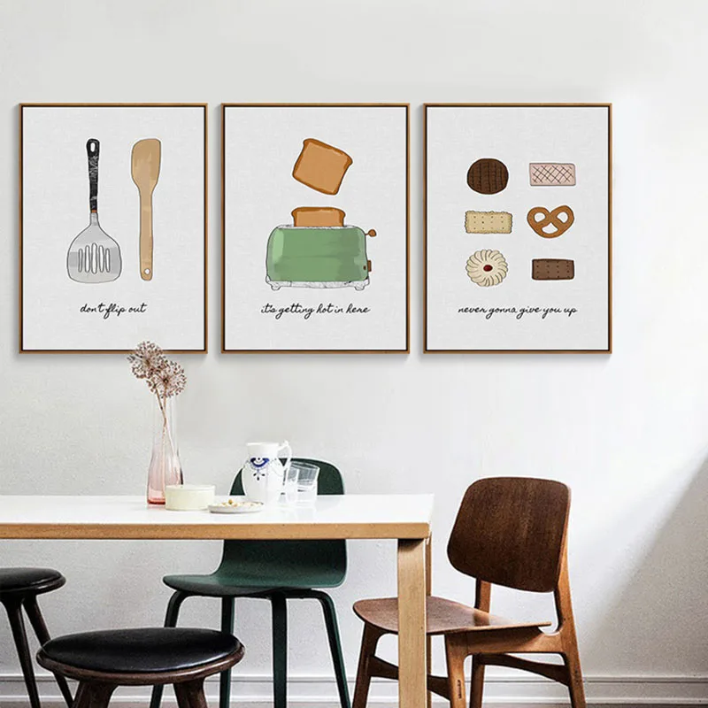 Tableware Vegetables Canvas Painting Nordic Poster Art Print Wall ...