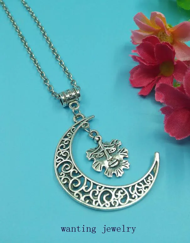 1pcs Hot Fashion Vintage Alloy font b Sweater b font Chain Moon Statement Collars necklace With