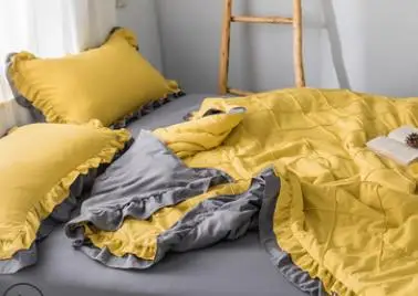 Оборками летнее покрывало Твердые печатные стеганые одеяла для взрослых тонкий кондиционер одеяло colcha наволочка для кровати Dropship - Цвет: 7