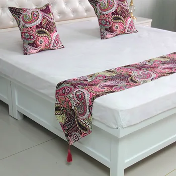 

Nordic countryside style Bedspread Phoenix crassifolia Bed Runner Bedding Scarf Wedding Home Hotel Bedroom Decorative Bed Cover