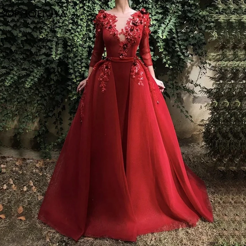 New Arrival Cap sleeve evening dresses Long Sequine Lace Appliques Evening gowns Dubai Arabic Formal dress Party robe de soiree