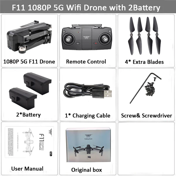 SJRC F11 PRO GPS Drone с 2K HD камерой Wi-Fi FPV / F11 1080P безщеточный Quadcopter 25 минут полетного времени Складной Дрон против SG906 - Цвет: 1080P 2B BX