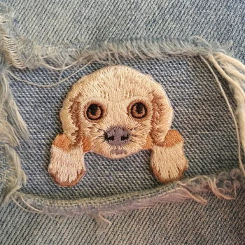 

1 PIC 4.0*4.0CM LOVELY COC SPaniel DOG embroidery cloth pants decorative computer embroidered badges decorative badges patches