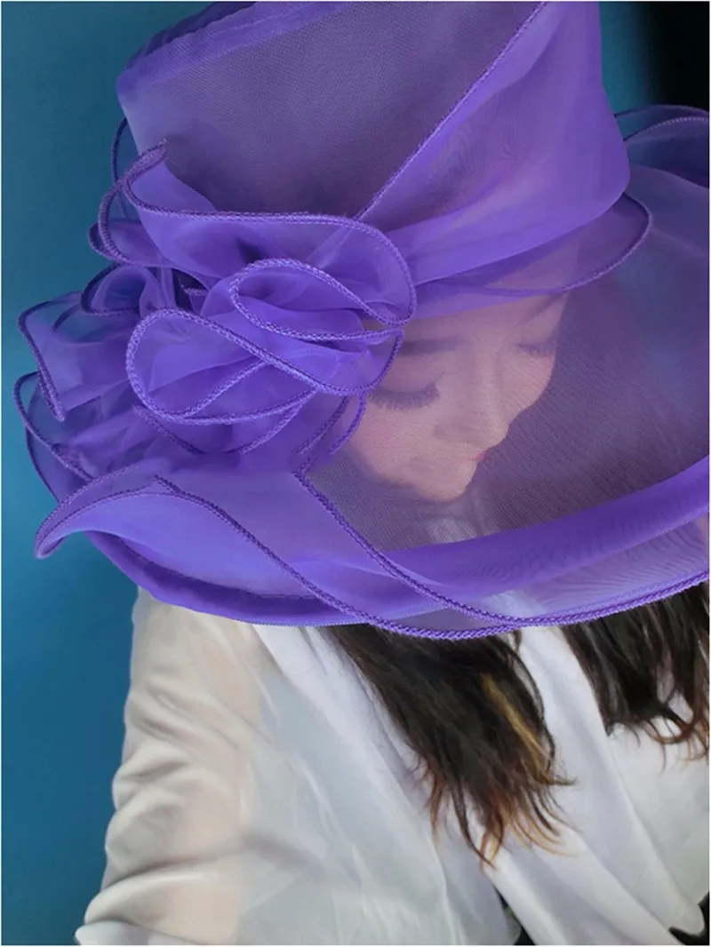 [FLB] Элегантная модная женская церковная летняя шляпа, свадебные Кентукки шляпа котелок для женщин с широкими полями, от солнца, моря, пляжа, Цветочная шляпа