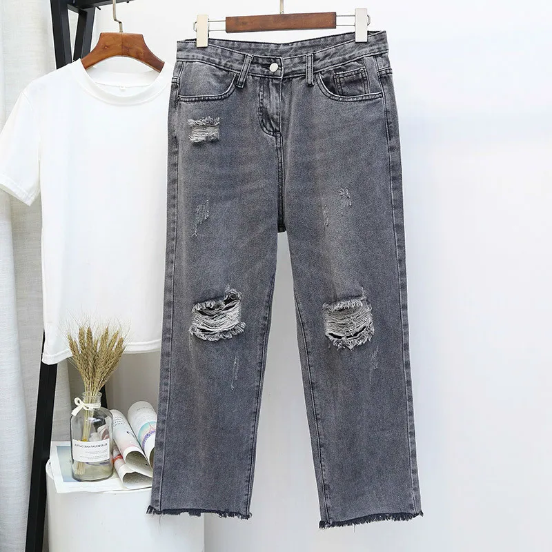 

Ripped Distressed Boyfriend Ankle Denim Jeans Women Casual Summer Autumn Harem Pants Spring Trousers Plus Size 5XL