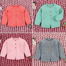 Лидер продаж, для маленьких детей для маленьких мальчиков и девочек с декоративным узором мягкий теплый толстый кардиган пальто Прямая ; одежда для малышей