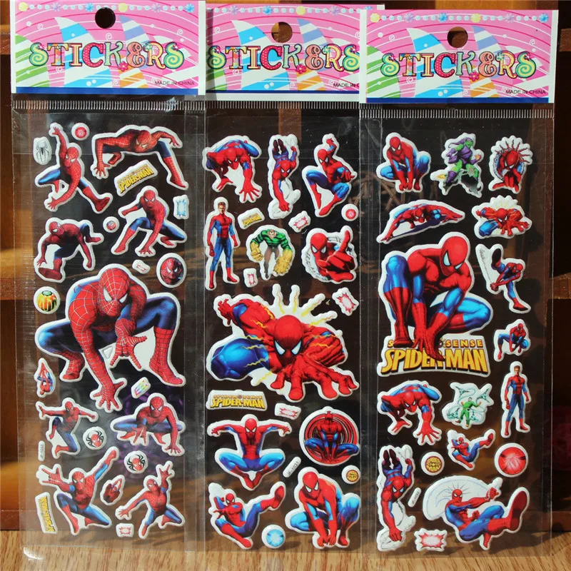 

10pcs Superhero Spiderman 3D Bubble stickers Teacher Lovely Reward Sticker Theme Party Favors For Kids Birthday Decoration