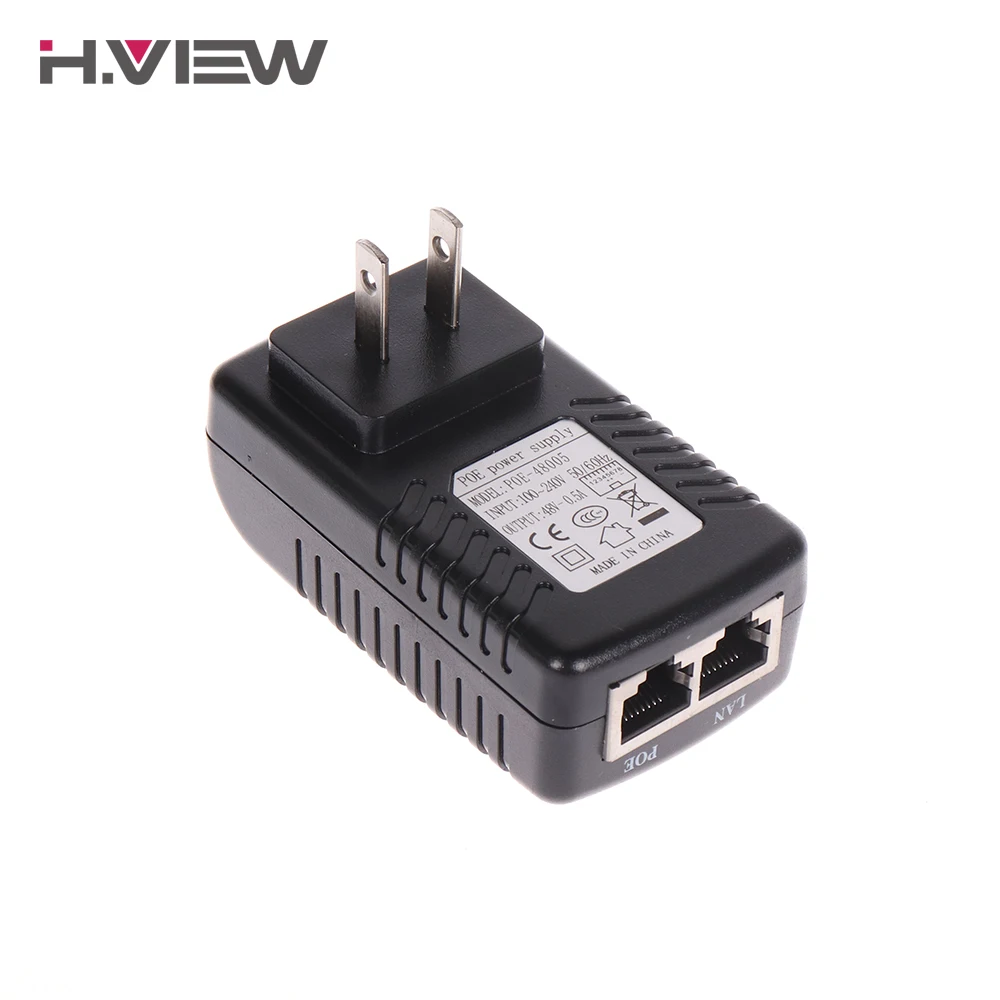 H. VIEW 48 В 0.5A PoE инжектор 24 Вт PoE адаптер для ip-камеры CCTV штекер CCTV источник питания для камеры наблюдения