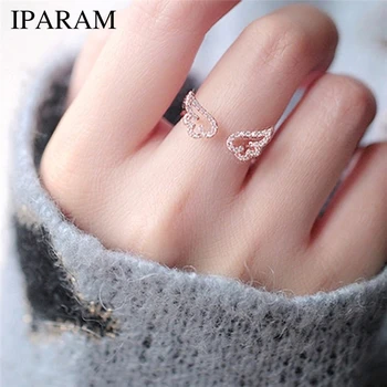 SUPER VENTA ❤️ IPARAM-anillo alas de Ángel ajustables para mujer, Micro pavé de zirconia, anillos de Color dorado, joyas anillos de moda, regalos para mujer - discount item 50% OFF Joyas y complementos