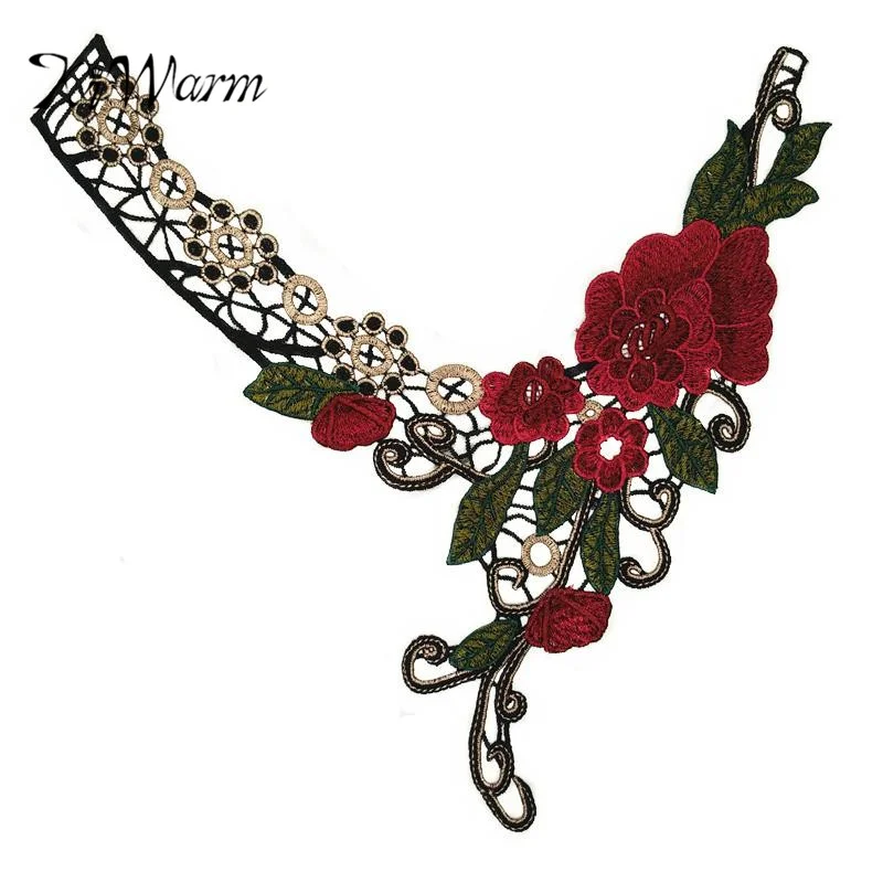 Kiwarm 1pcs New Style Rose Floral Applique Embroidery Decorated Diy