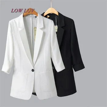 

2017 summer new lady self-cultivation suits female black was thin seven sleeves thin section linen small suit jacket femaleTB318