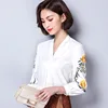Chiffon Blouses Women Simple Long Sleeve Spring Autumn New Shirts Office Ladies V-neck Embroidered Casual Tops Clothes H9041 1