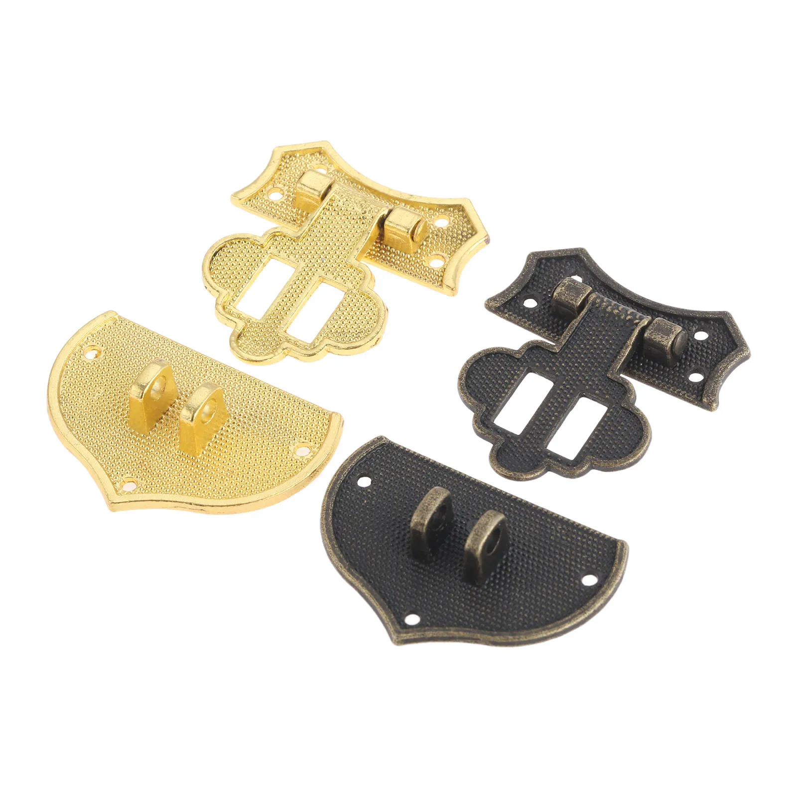 DRELD Bronze/Gold Box Hasp Lock Catch Latches For Jewelry Box Suitcase Buckle Clasp Antique Padlock Furniture Hardware 38*38mm
