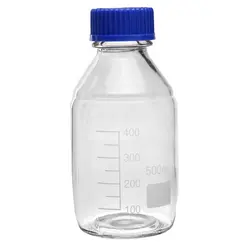 500 мл 5 шт./лот Стекло реагентом прозрачный боросиликатного Ёмкость бутылки с голубой винт Кепки лаборатория бутылку школе учат