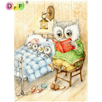 

DPF DIY Gift 5D full Round Diamond Painting Magic Cube Cross Stitch mom owl tell a story Diamond Embroidery crafts Mosaic Decor