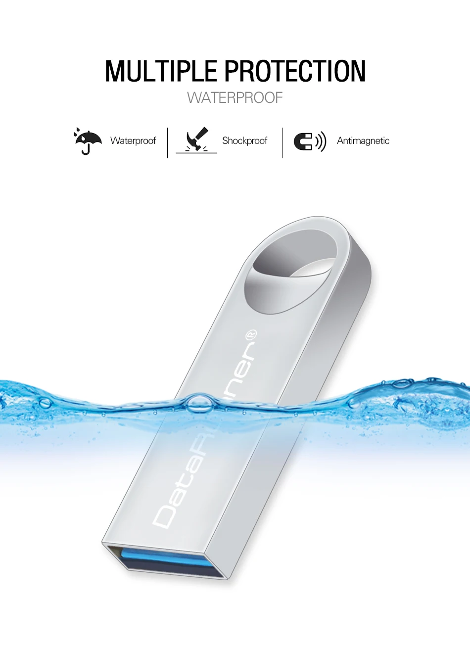 DataRunner высокое Скорость USB Flash Drive 64 GB Металл флешки 32 GB USB Stick 3,0 мини флешки 8 GB 16 GB Водонепроницаемый USB Memory Stick