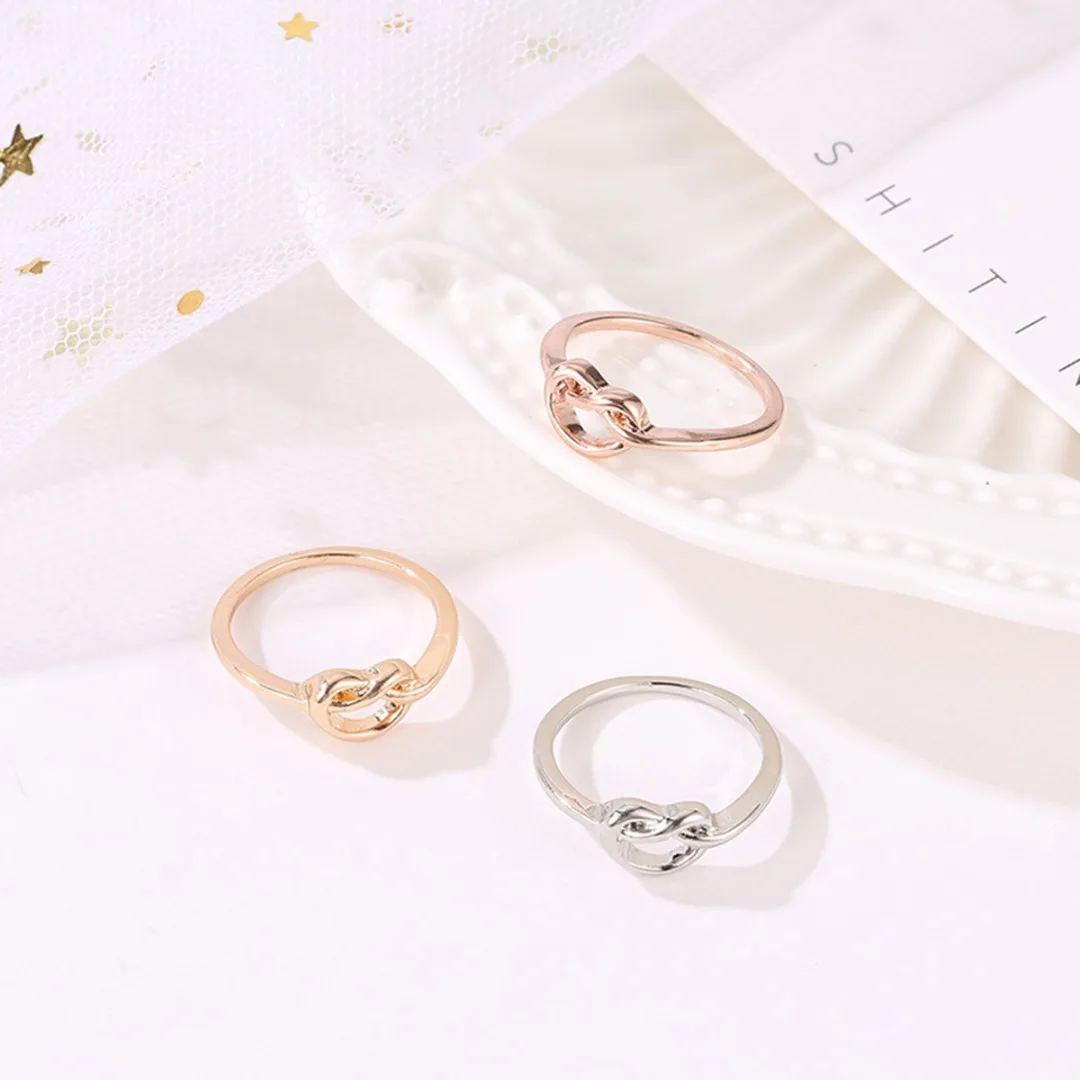 Simple Heart Knot Ring Gold Silver Rose Gold Love Engagement Rings For Women Promise Knuckle Ring Jewelry Birthday Gift