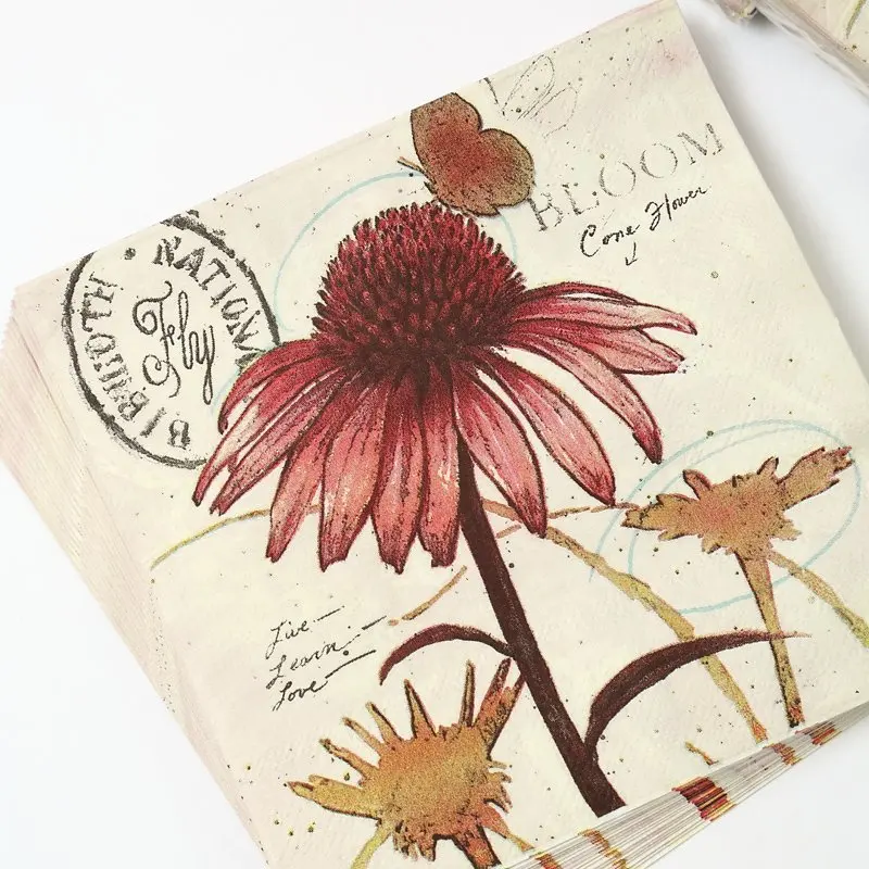 2 x Decoupage napkins 33x33cm 3 ply flower paper napkins for decoupage