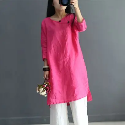 Ramie spring and summer hit color hedging thin section Pankou gown dress S589