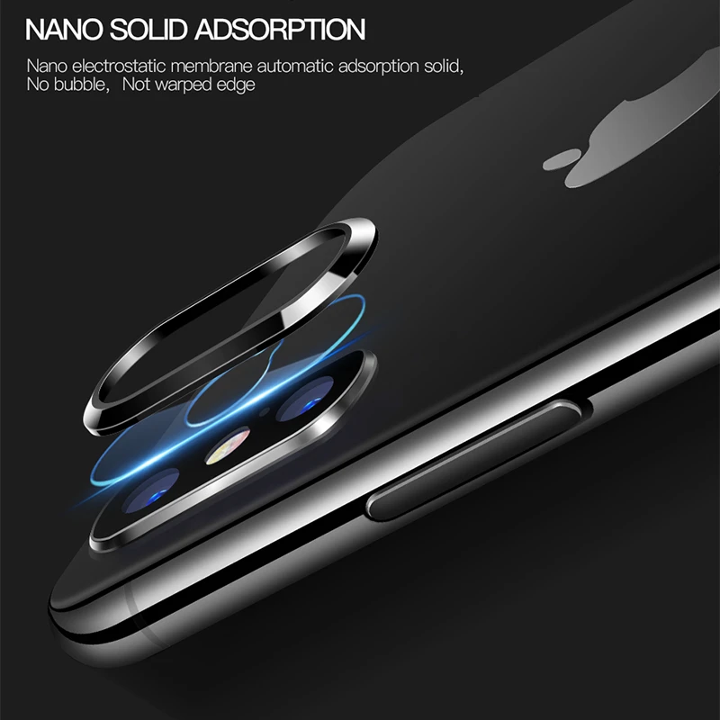 Защитная пленка для объектива камеры iPhone X, XR, XS, Max, цинковый сплав, закаленное стекло для объектива камеры, защитная пленка для экрана, металлический чехол