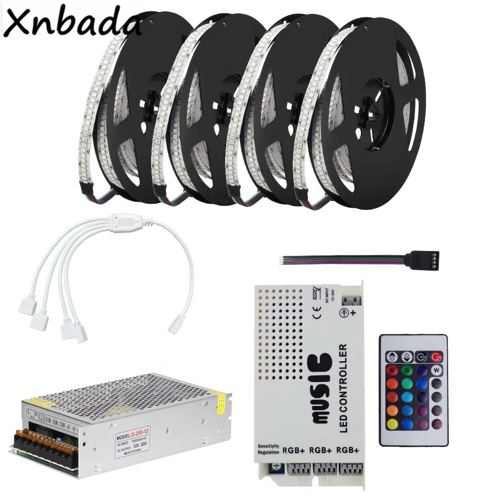 

DC12V 2835SMD 234Leds/m RGB Led Strip Light With 24Keys Music RGB Led Controller Power Transformer Kit 5M 10M 15M 20M