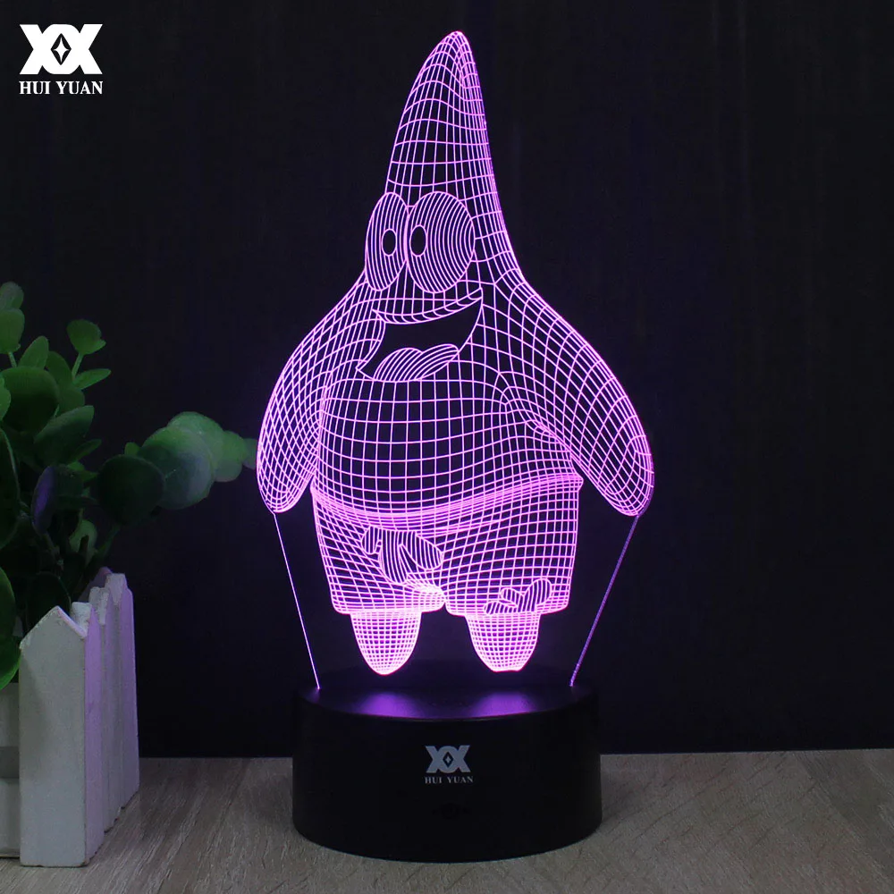 Мультфильм Патрик звезда 3D лампа Губка Боб щупальца Ночник LED Новинка украшение