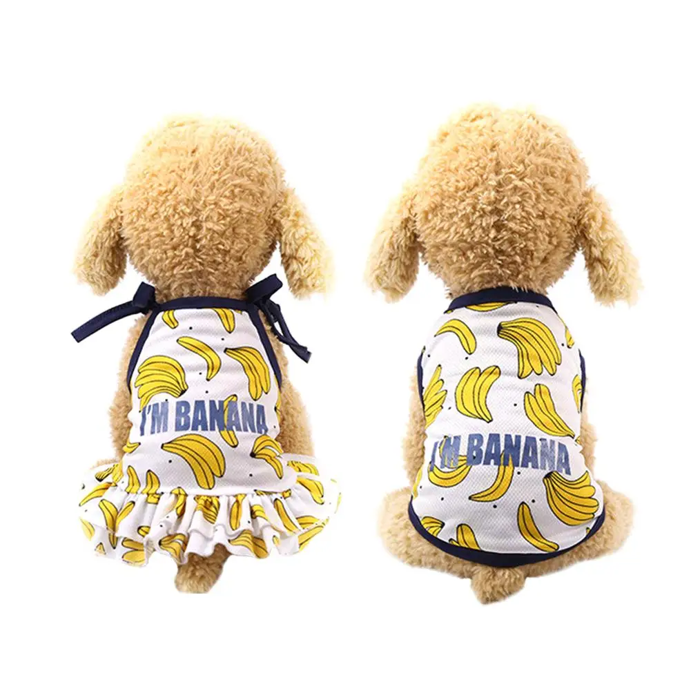 

Pet Banana Pattern Skirt Dress Cute Fruit Design Vest Summer Pet Dog Clothes For Small Dogs Comfortable Breathable Enough