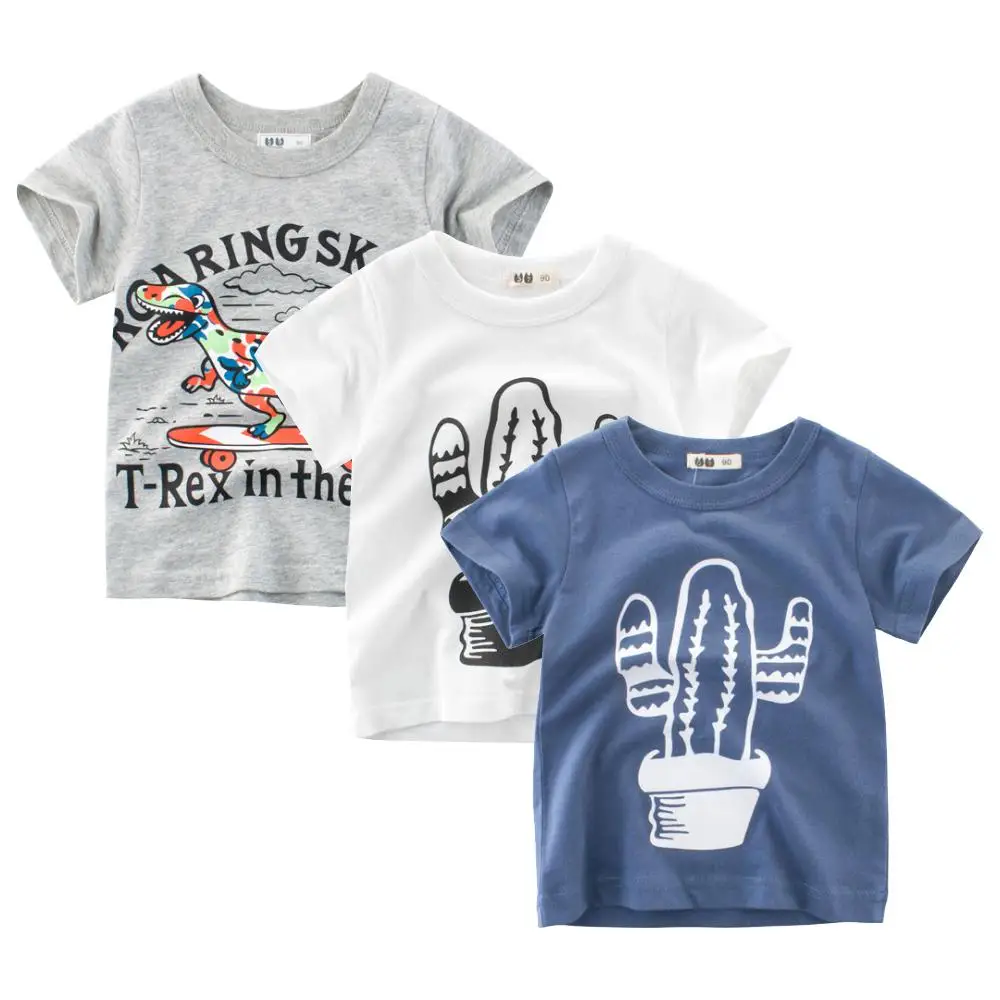 2019 Summer  Casual Cotton  Cactus & Dinosaur Boys Tees Short Baby Clothes Baby Fashion Clothes Baby  Tops Kids T-Shirt