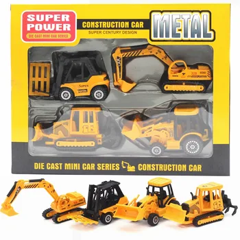 

1:64 4PCS Diecast Alloy car model toy metal material technical vehicle alloy machineshop truck mobile machinery shop models