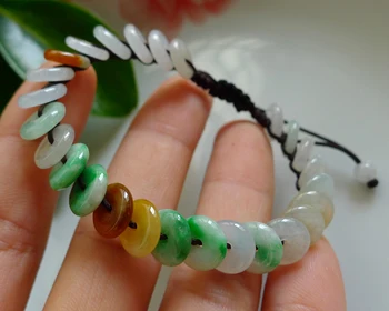 

3 Colors Grade A Jade Coin Bracelet Bangle Chinese Jadeite Handmade 50-63 mm