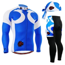 NEW Mens Cycling long Sleeves Mountain Bike Jersey Bike Bicycle Sets blue Cycling Clothes Clear Blue Pro Cycling Jerseys Set