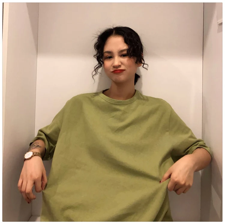 oversized Tee Shirt 7 Solid Color Basic T-shirts Women Casual Harajuku Summer long white black Tops Korean Hipster White T Shirt friends t shirt