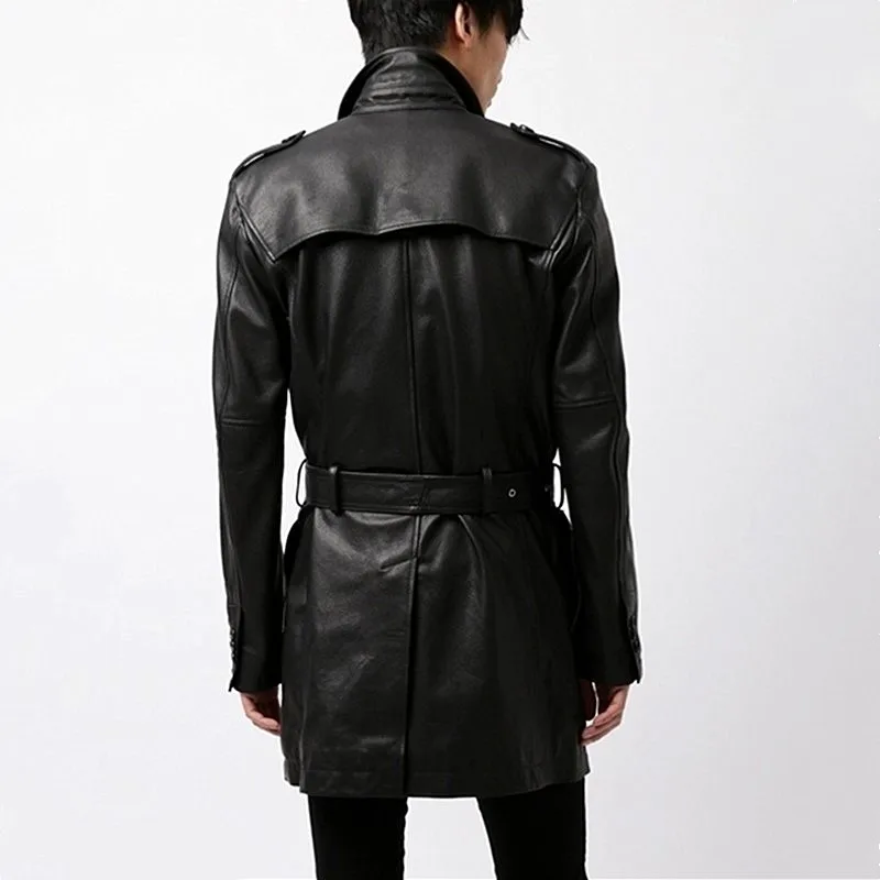 Best So tender!Only 37 pieces!Exported to Japan!Italy without coating lamb skin leather leather male long windbreaker 1