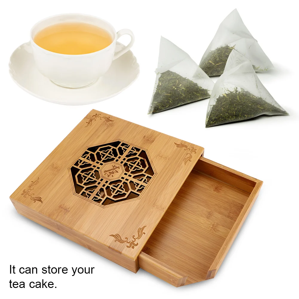 Тип Ящика резной светостойкий пыленепроницаемый Натуральный Бамбуковый ящик для хранения для чайного торта коробка для хранения чая