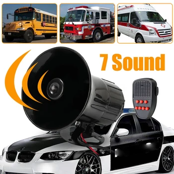 

LARATH High power 50W 12V 7 Sound Loud Car Warning Alarm For Police Fire Siren Horn PA Speaker System Motorcycle Loudspeaker
