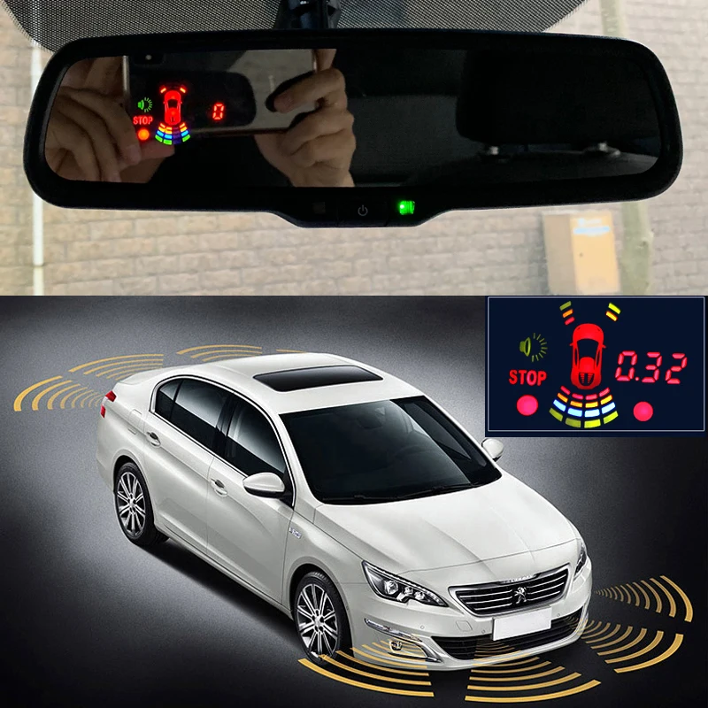 2024 Nuovo Auto Dimming Interni Specchietto retrovisore Monitor Anteriore Posteriore 8 Sensore di Parcheggio Con Staffa Originale 16mm Sensore Piatto