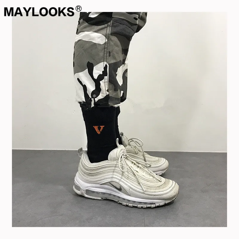 Maylook Tide V word black orange high street hip hop tide FRIENDS Носки трубы с надписью W61|Мужские носки| |