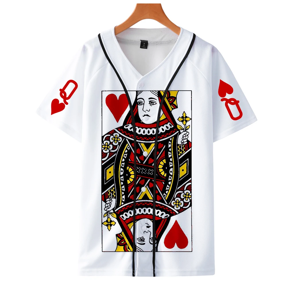 Hip Hop Poker Baseball t shirt 3D boys/girls short T-shirt with Hat Male cotton clothes summer Men/women Short Sleeve tops tees