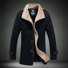 2017 Autumn Winter Fashion New Men’s Casual Plus Wool Thick Wool Coat / Men’s Single Breasted Warm Long Wool Parkas Down Jacket