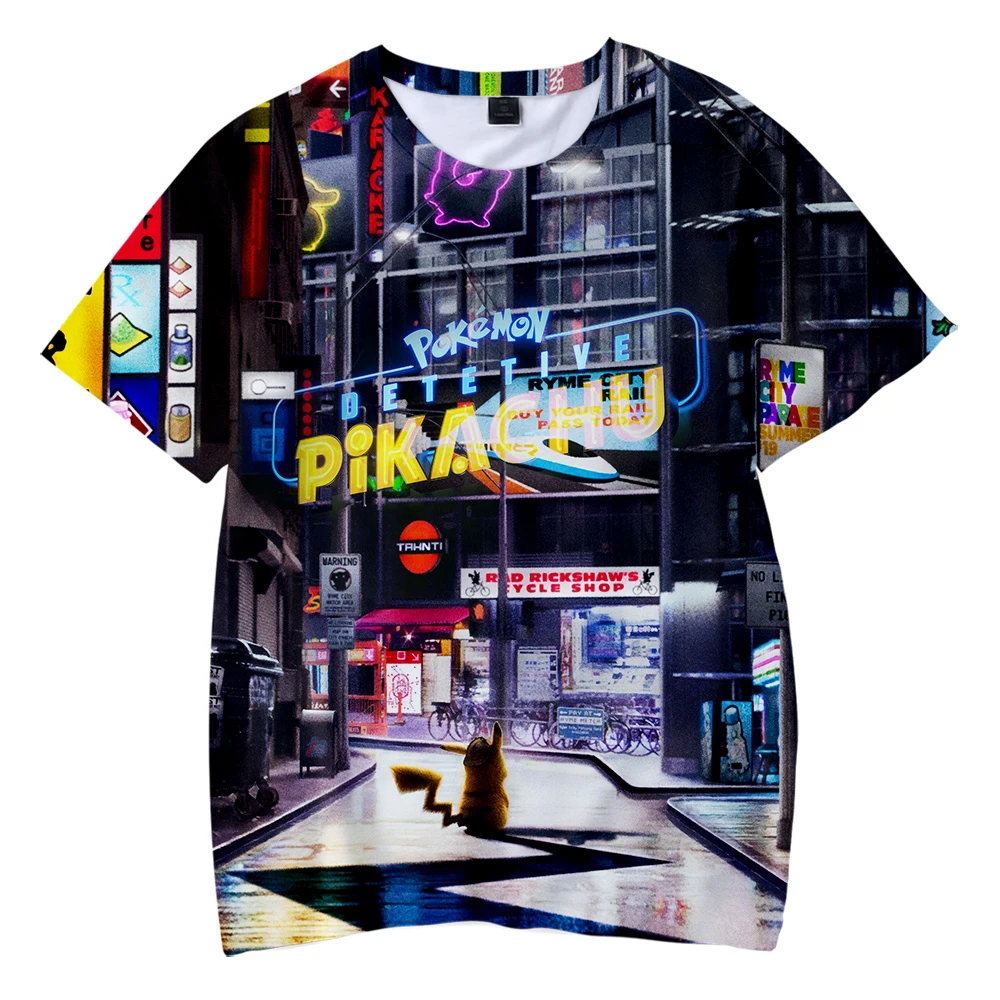

2019 NEW Pokemon Detective Pikachu 3D Print Children T-shirt Fashion Summer Girl/boy Short Sleeve T shirt Streetwear kids shirt