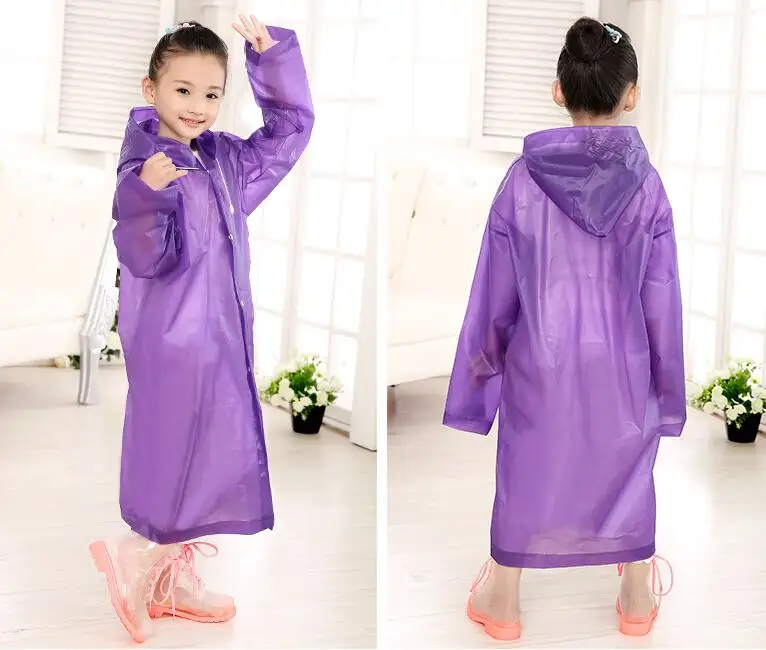 9.Age 6~13 Kids student Hooded Jacket children Girl boy Rain coat Poncho Raincoat Cover Long transparent Rainwear